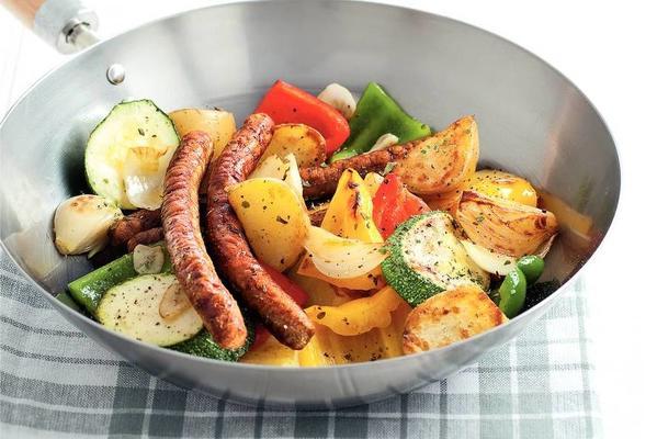 Mediterranean vegetables with lamb sausages