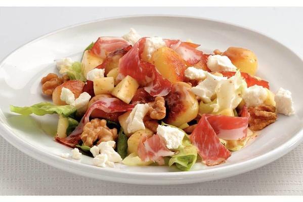 goat cheese salad with coppa ham and baby potatoes