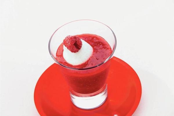 raspberry smoothie with lemon sorbet