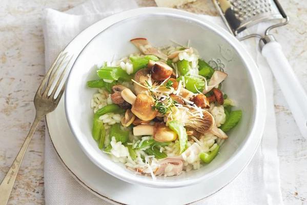 risotto with chicken, celery and mushrooms