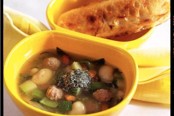 vegetable soup with focaccia