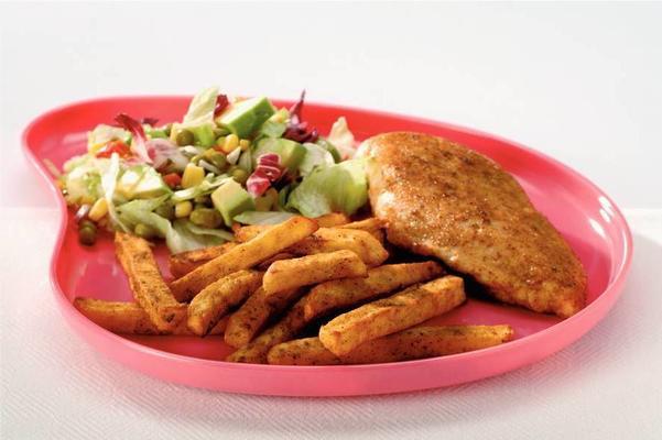Mexican chicken fillet with French fries