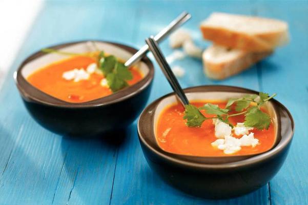 pumpkin soup with goat's cheese