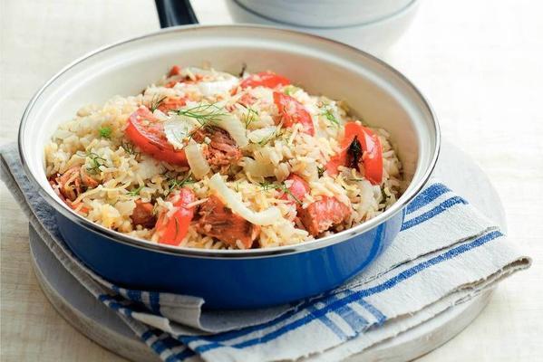 rice dish with wild salmon and fennel