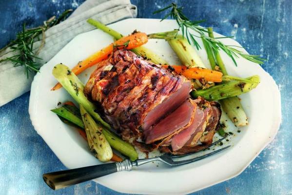 roast beef with vegetables from the oven