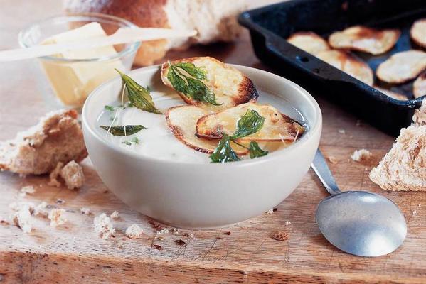 garlic soup with roasted potato