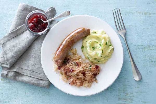 bratwurst and cranberry sauerkraut