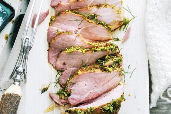 Christmas ham with dill