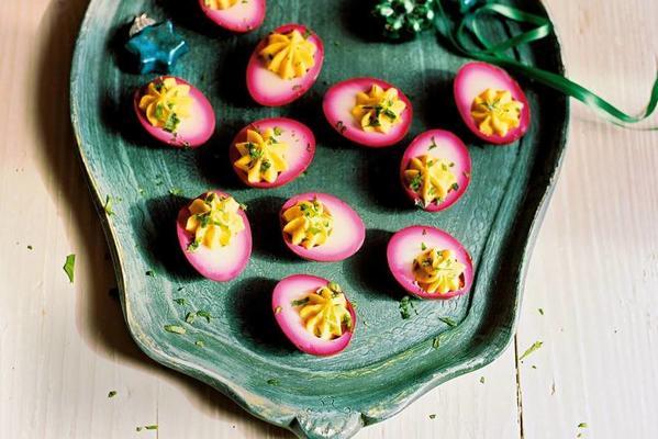 stuffed pink eggs