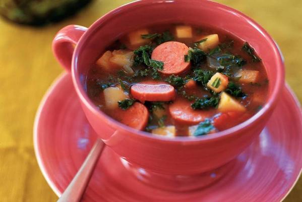 kale soup with swede and smoked sausage