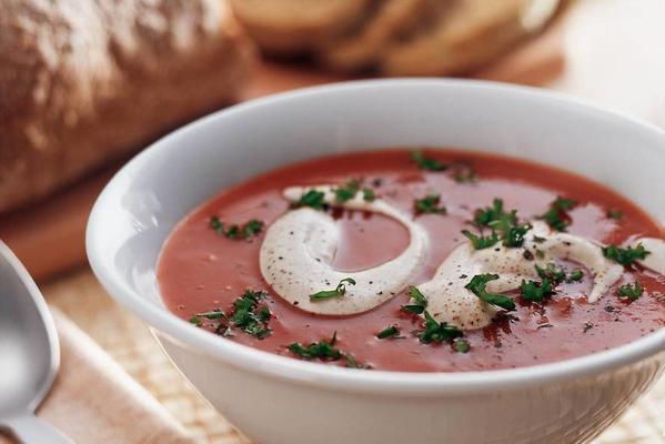 spicy tomato soup with ginger-pepper cream