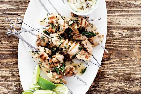 lime chicken satay with olive mayonnaise