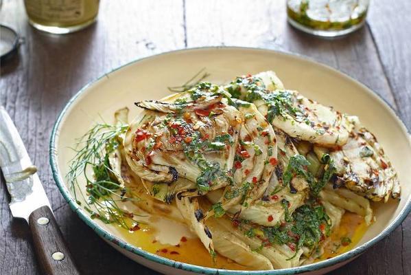 ross dobson's grilled fennel with herb dressing