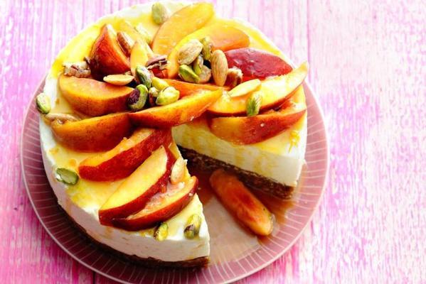 nectarine cheesecake with date and nut base