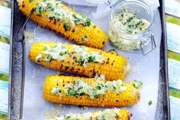 corn on the cob with homemade herb butter and cheese