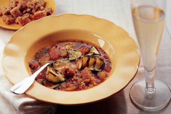 Italian bread soup with grilled zucchini