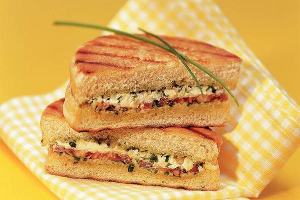 crumpet panini with goat's cheese