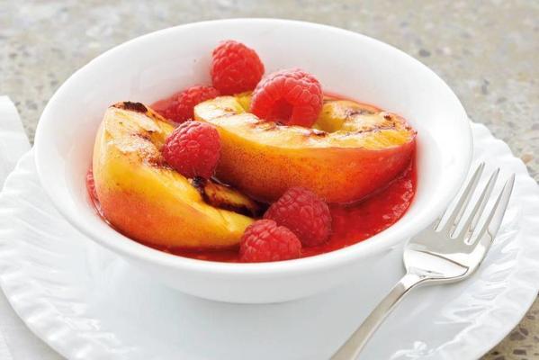 grilled nectarine with raspberries