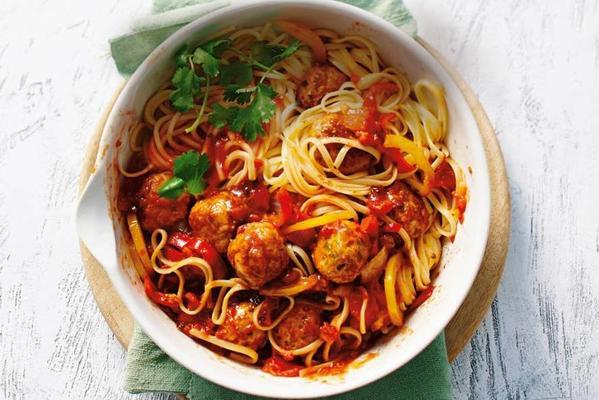 linguine with chicken meatballs