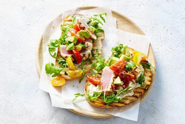 grilled white tuna with avocado salad
