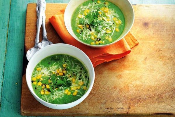 courgette soup with corn and coriander