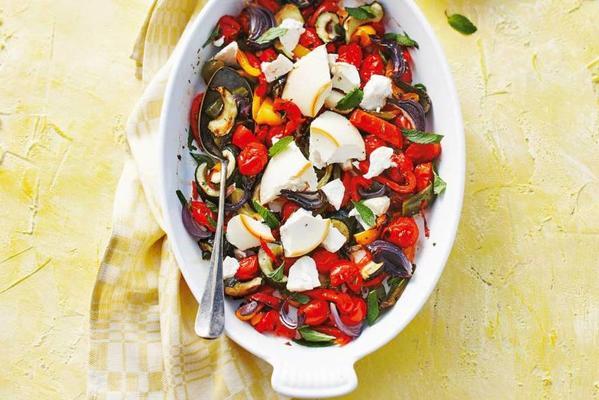 roasted vegetables and ricotta from the oven