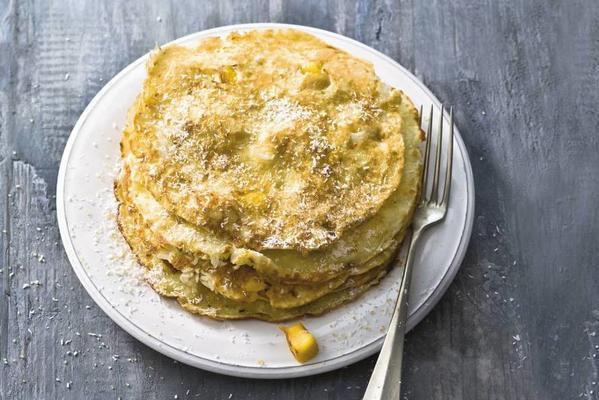 rice pancakes with coconut and mango