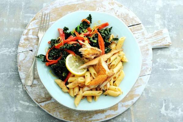 penne with smoked mackerel and cavolo nero