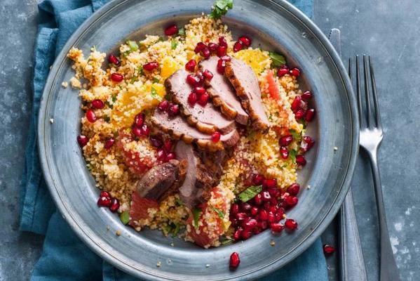 duck breast with pomegranate and citrus couscous