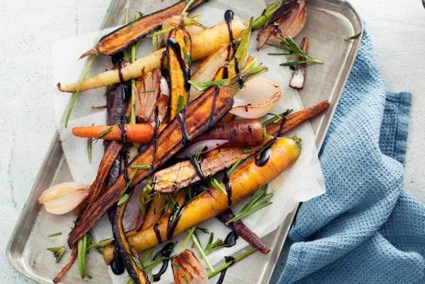 rainbow roots with balsamic vinegar and rosemary
