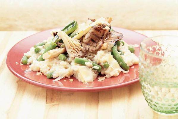 grilled oyster mushrooms with risotto