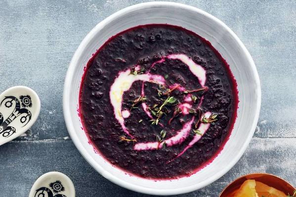 beet soup with spicy yogurt and thyme