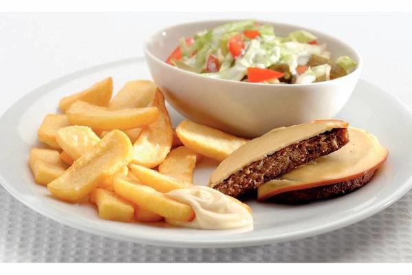 burgers with melted cheese and Flemish fries