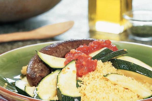 zucchini with couscous and beef sausage