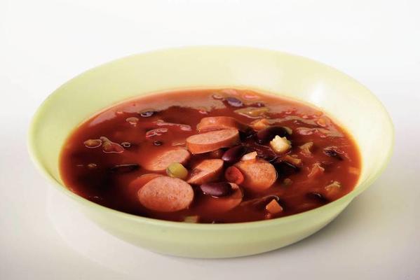 spicy bean soup with smoked sausage