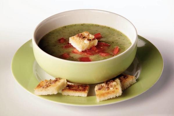 broccoli soup with fish croutons