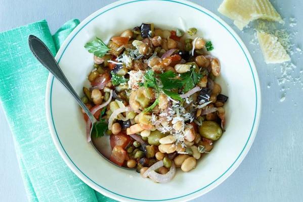 bean stew with eggplant and olives