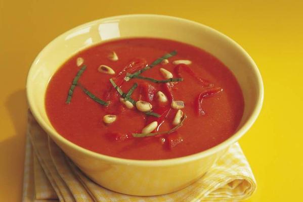 spicy paprika soup with pine nuts