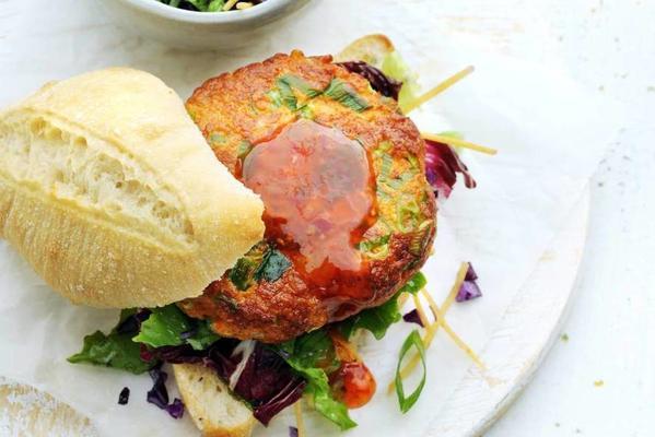 Asian fish burger with lettuce