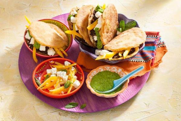 vega arepas with beans and salsa