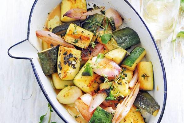 roasted zucchini and shallot with thyme and oregano
