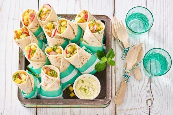 chicken wraps with mango and lime mayonnaise