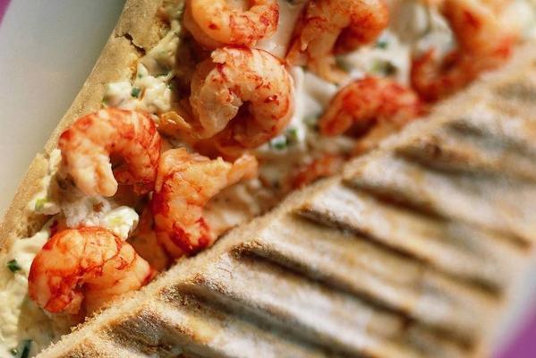 ciabatta sandwich with creamy crayfish