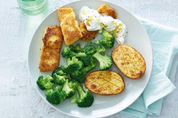 homemade fish fingers with potato panes