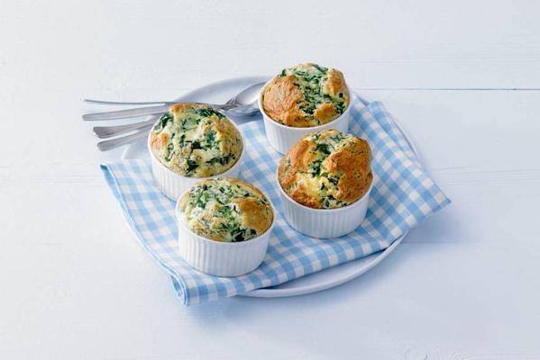 spinach souffle with blueberry cheese