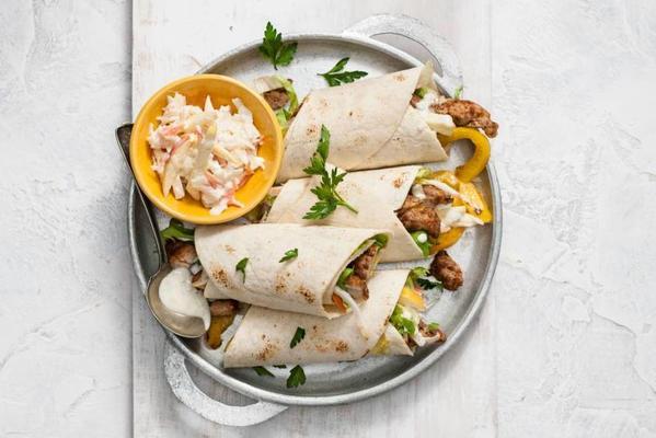 wraps with gyros and apple coleslaw