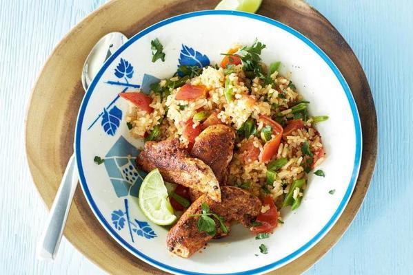 tomato pilaf with spicy chicken