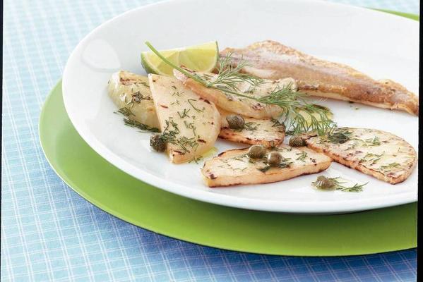 grilled kohlrabi with dill dressing