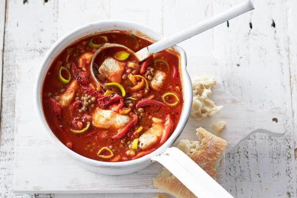 Mediterranean meal soup with pangasius
