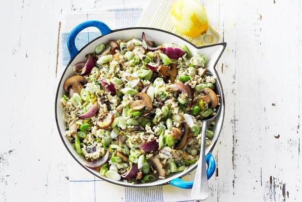 super fast rice pan with broad beans